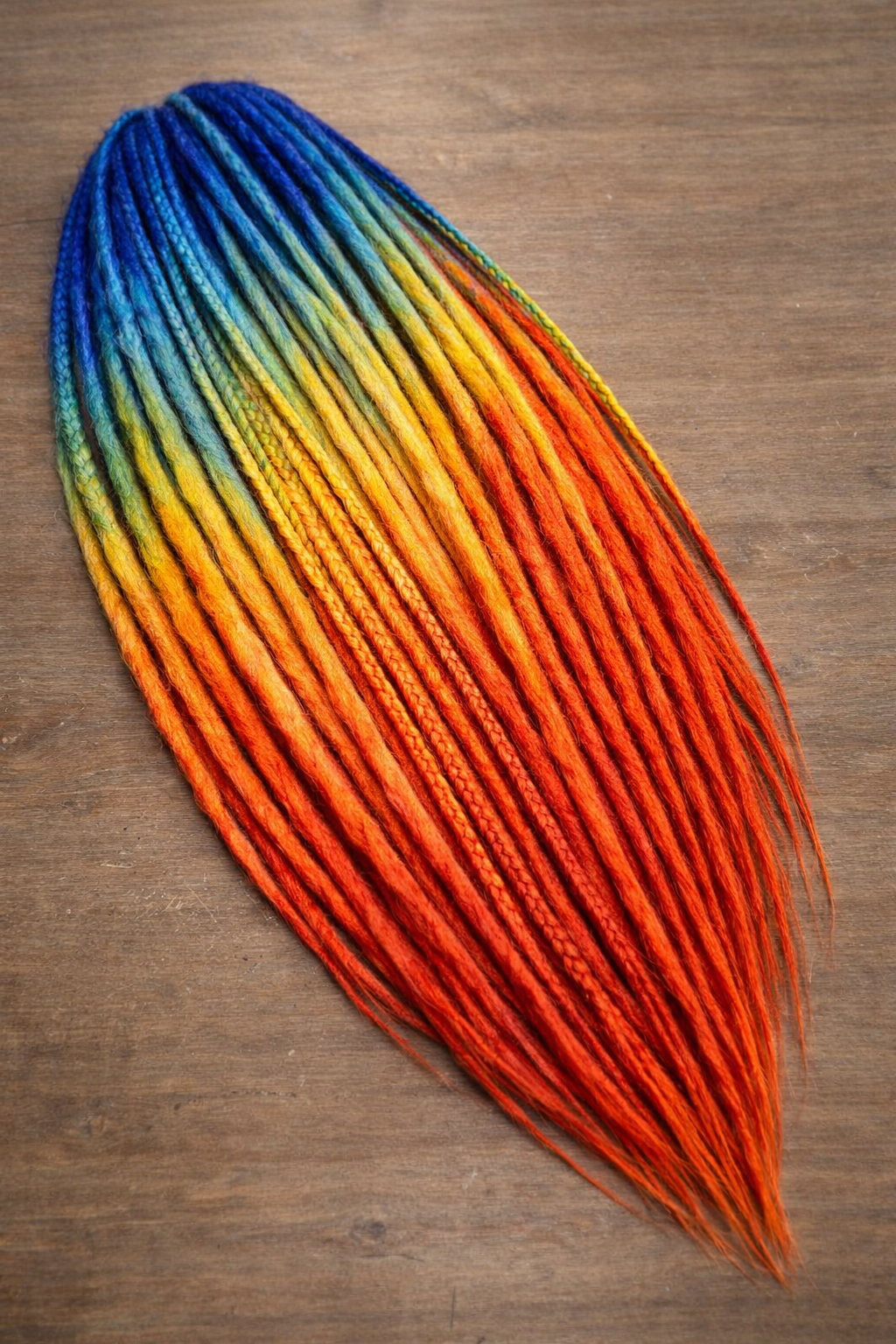 Boho Dreads Blue Orange Ombre | Fake Dreads Extensions 50–60 cm