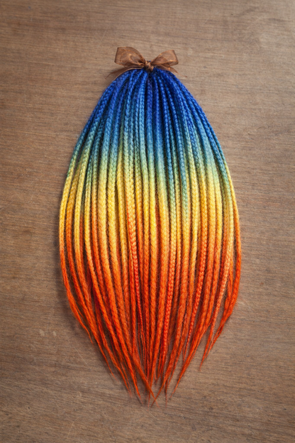 Boho Dreads Blue Orange Ombre | Fake Dreads Extensions 50–60 cm