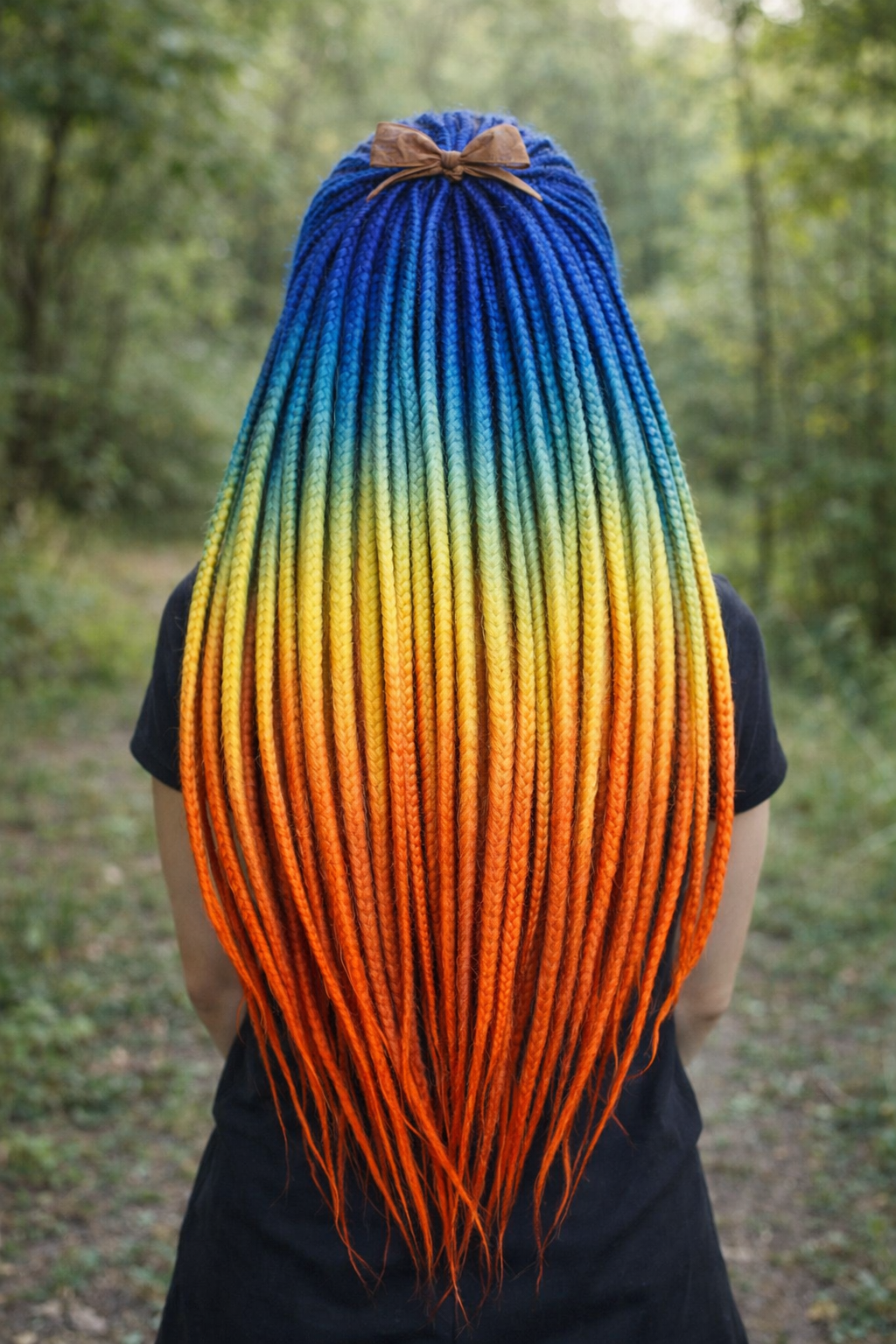 Boho Dreads Blue Orange Ombre | Fake Dreads Extensions 50–60 cm