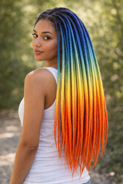 Boho Dreads Blue Orange Ombre | Fake Dreads Extensions 50–60 cm