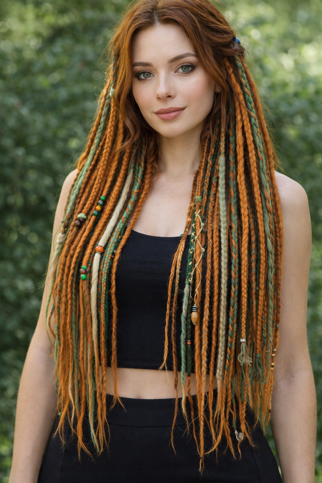 Boho Copper Green Blonde Double Ended Dreadlocks – Forest Style Synthetic DE Set