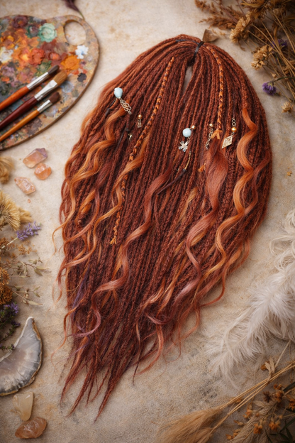 Boho Auburn Double Ended Dreads set