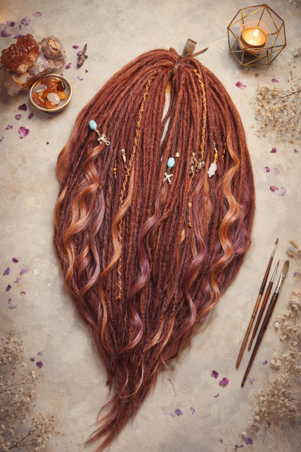 Boho Auburn Double Ended Dreads set