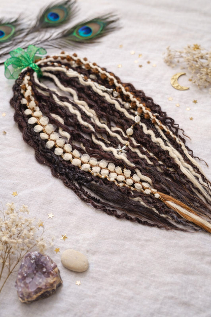 Boho Curly Dreads Dark Brown & Cream – Double Ended Synthetic Dread Extensions