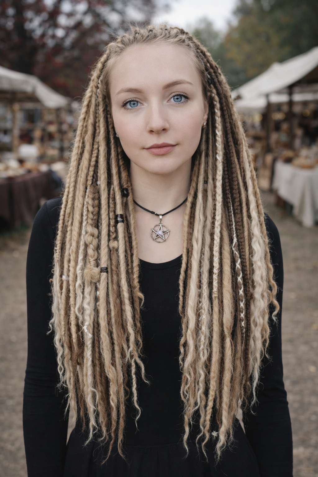 Boho Dirty and Dark Blond Double Ended Fake Dreads with loose curls