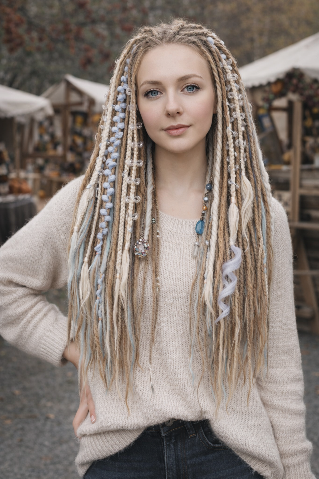 Boho Chic Weizenblond, Sendy &amp; Dunkelblond Doppelendige Synthetische Dreads