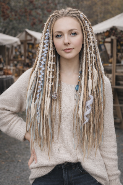 Boho Chic Weizenblond, Sendy &amp; Dunkelblond Doppelendige Synthetische Dreads