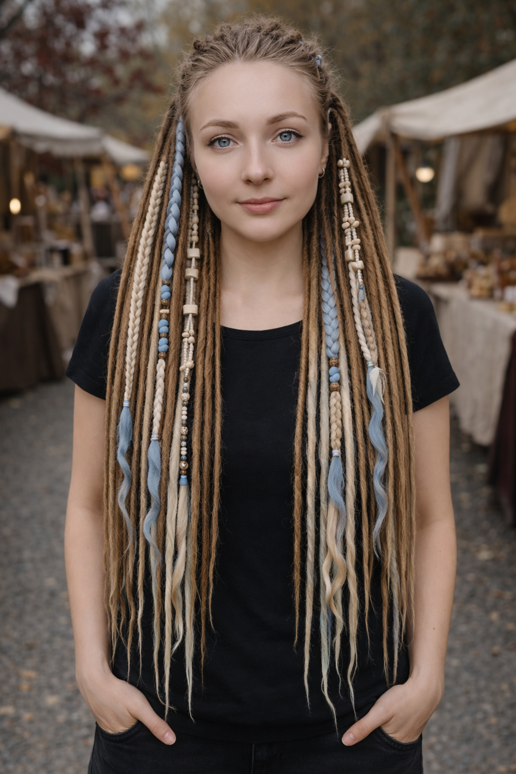 Boho Chic Weizenblond, Sendy &amp; Dunkelblond Doppelendige Synthetische Dreads