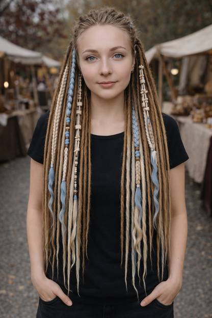 Boho Chic Weizenblond, Sendy &amp; Dunkelblond Doppelendige Synthetische Dreads