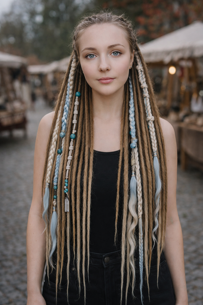 Boho Chic Weizenblond, Sendy &amp; Dunkelblond Doppelendige Synthetische Dreads