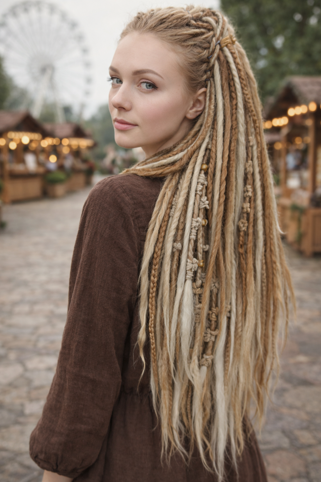 Dirty Strawberry Milky Blonde Boho Fake Dreads – Double Ended Synthetic Dreads
