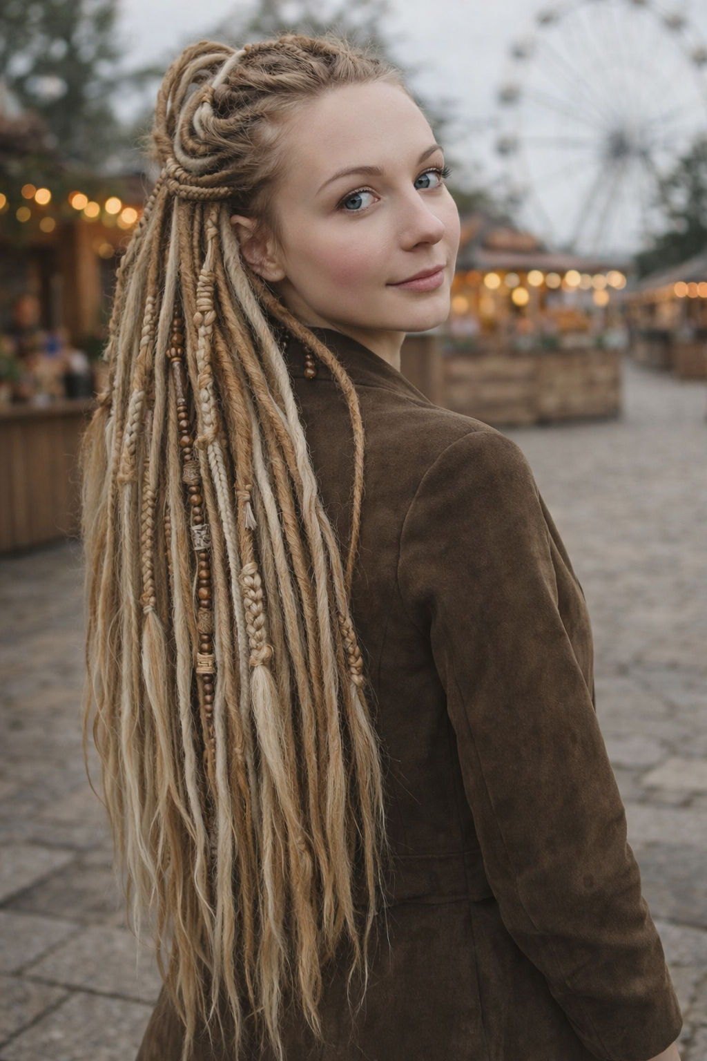 Dirty Strawberry Milky Blonde Boho Fake Dreads – Double Ended Synthetic Dreads
