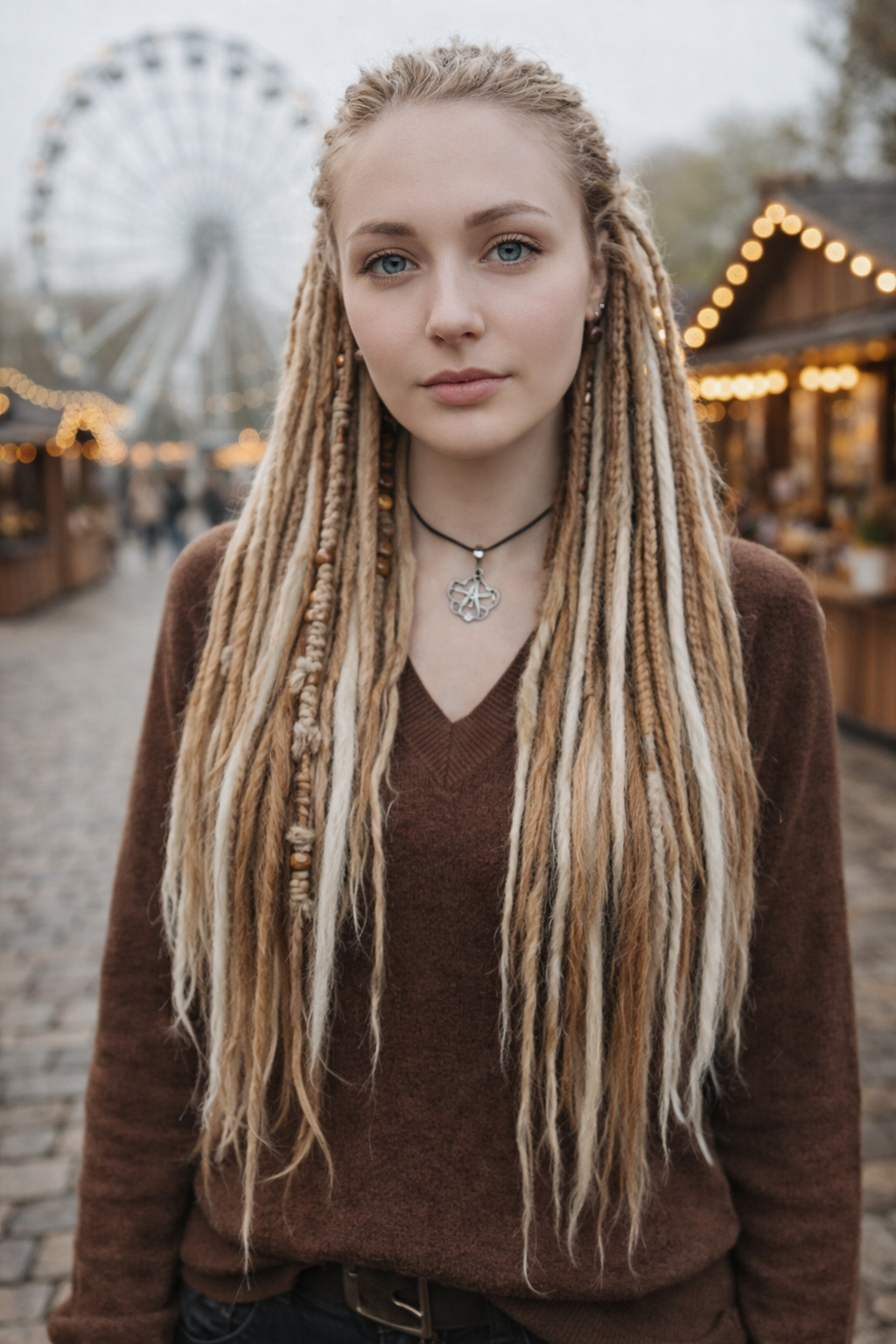Dirty Strawberry Milky Blonde Boho Fake Dreads – Double Ended Synthetic Dreads