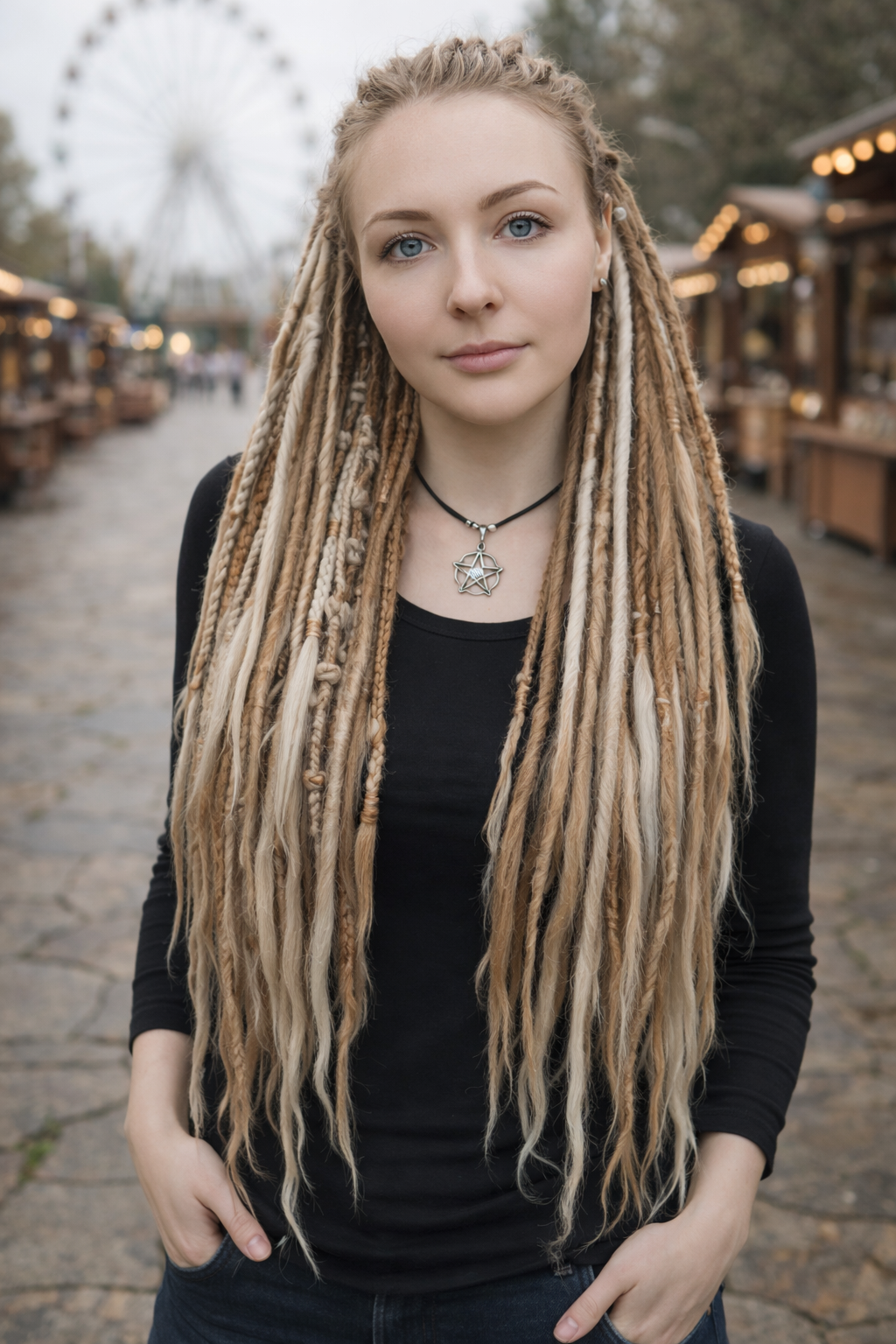 Dirty Strawberry Milky Blonde Boho Fake Dreads – Double Ended Synthetic Dreads
