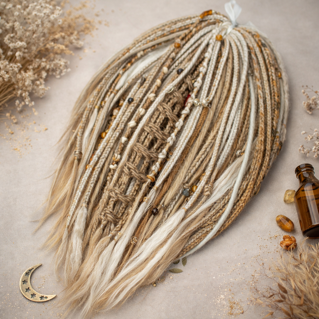 Dirty Strawberry Milky Blonde Boho Fake Dreads – Double Ended Synthetic Dreads