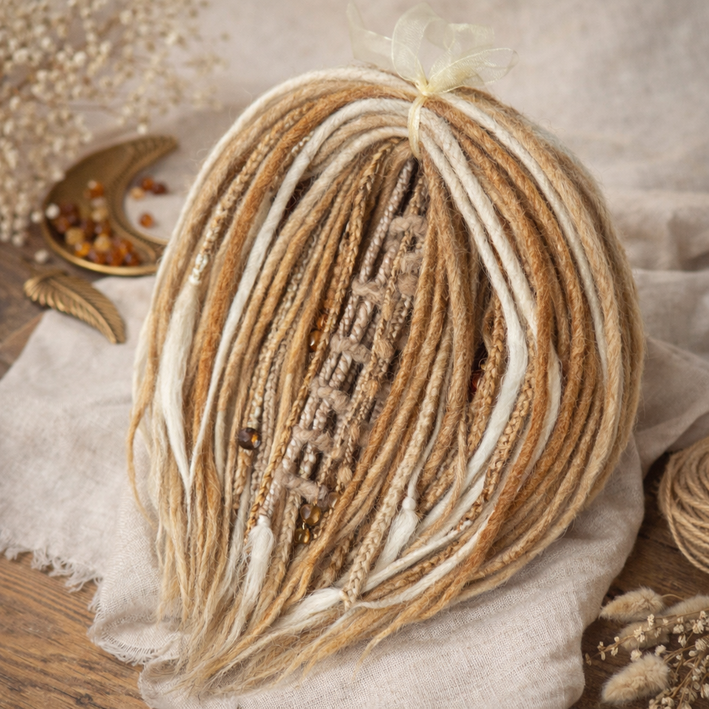 Dirty Strawberry Milky Blonde Boho Fake Dreads – Double Ended Synthetic Dreads