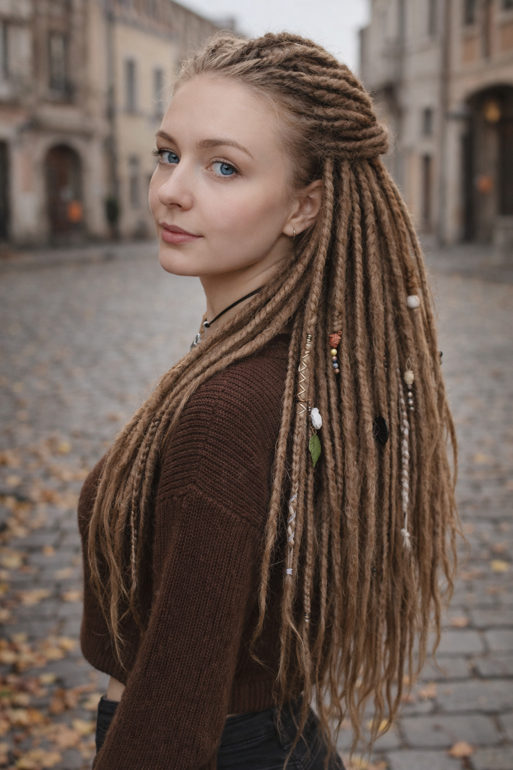 Natürliche dunkelblonde Dreadlock-Extensions – doppelseitige synthetische Dreads