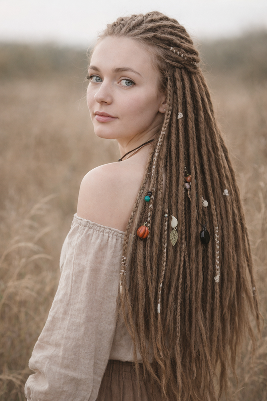 Ligh ash brown Dreadlock Extensions – Double Ended Synthetic Dreads