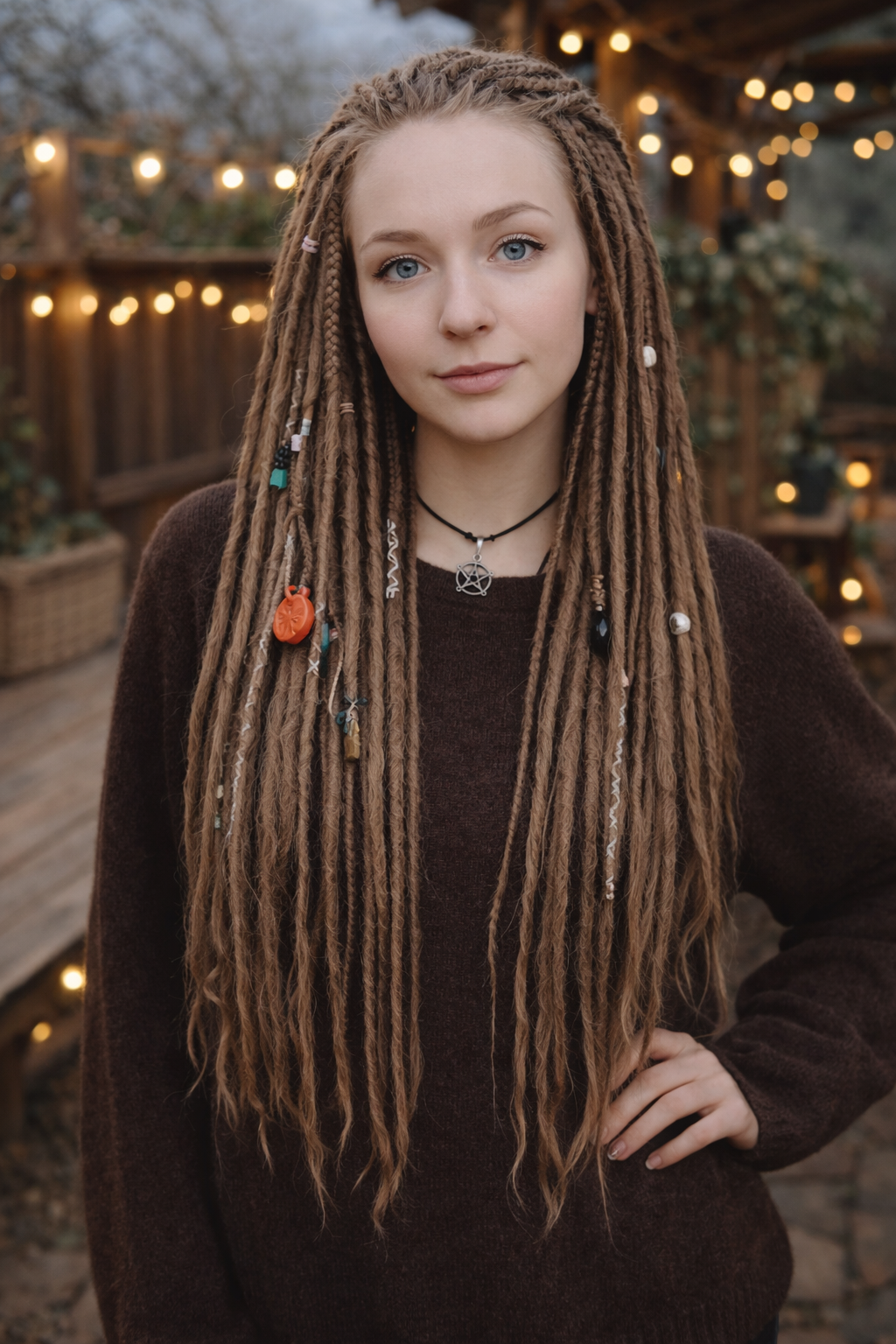 Natürliche dunkelblonde Dreadlock-Extensions – doppelseitige synthetische Dreads