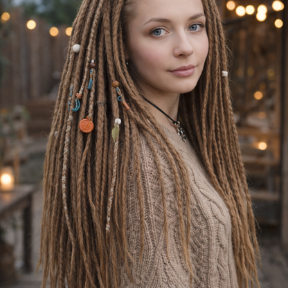 Natürliche dunkelblonde Dreadlock-Extensions – doppelseitige synthetische Dreads