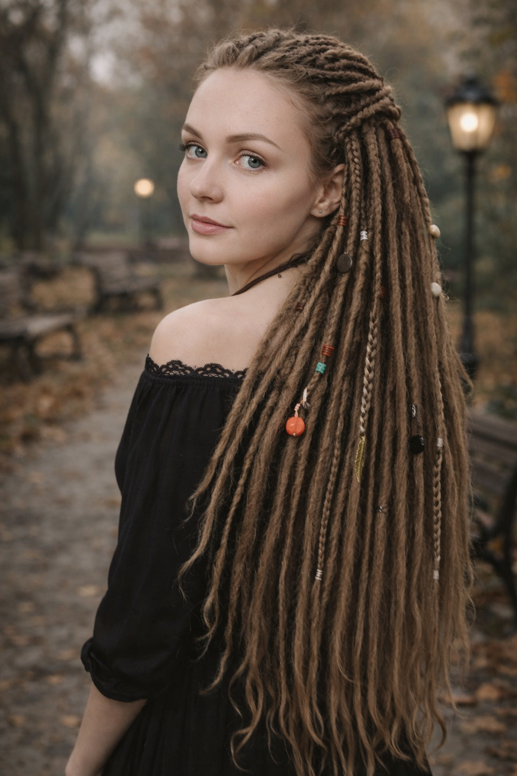 Natürliche dunkelblonde Dreadlock-Extensions – doppelseitige synthetische Dreads