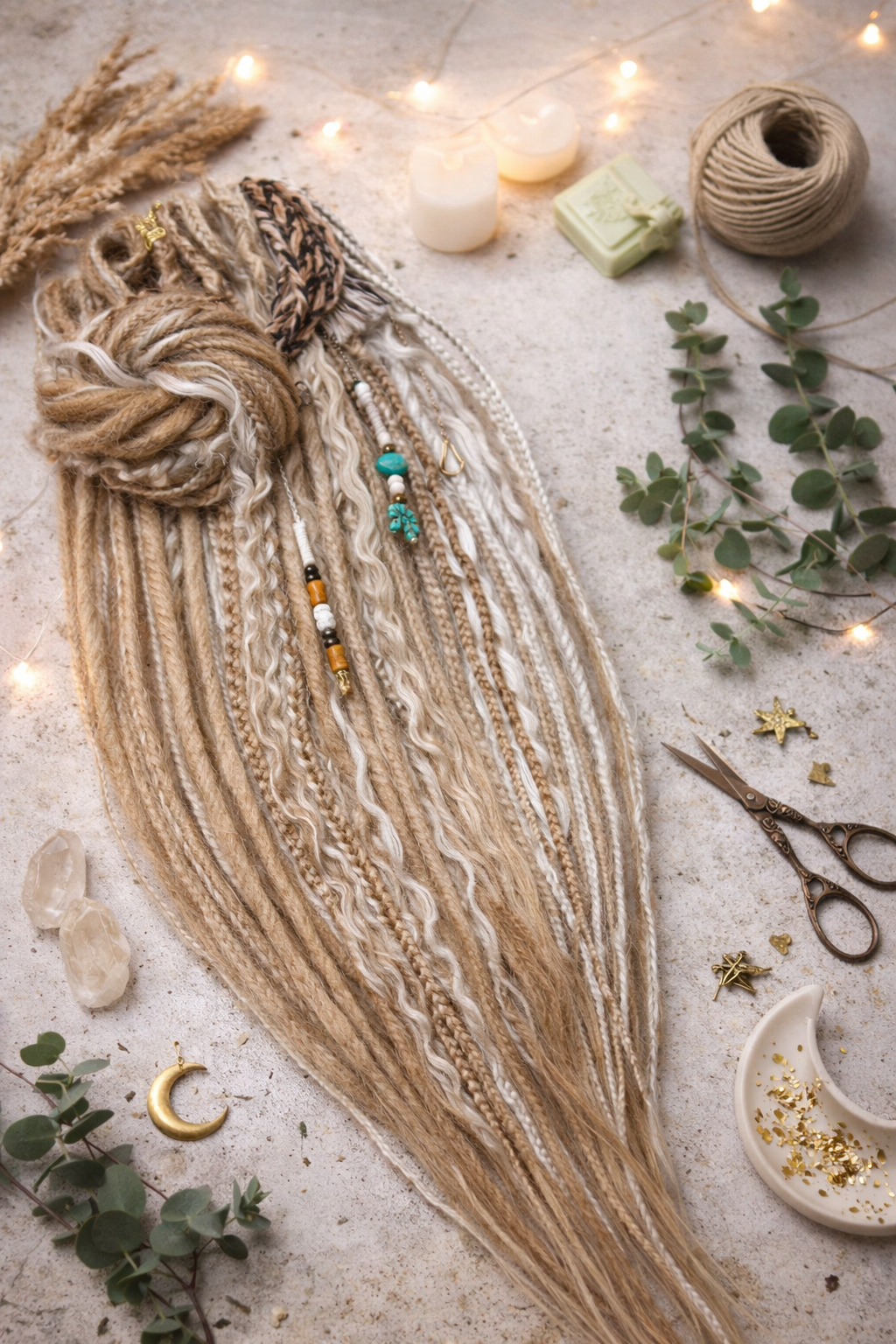 Dirty Blonde Boho Fake Dreads – Double Ended Synthetic Dreads with Loose Curls