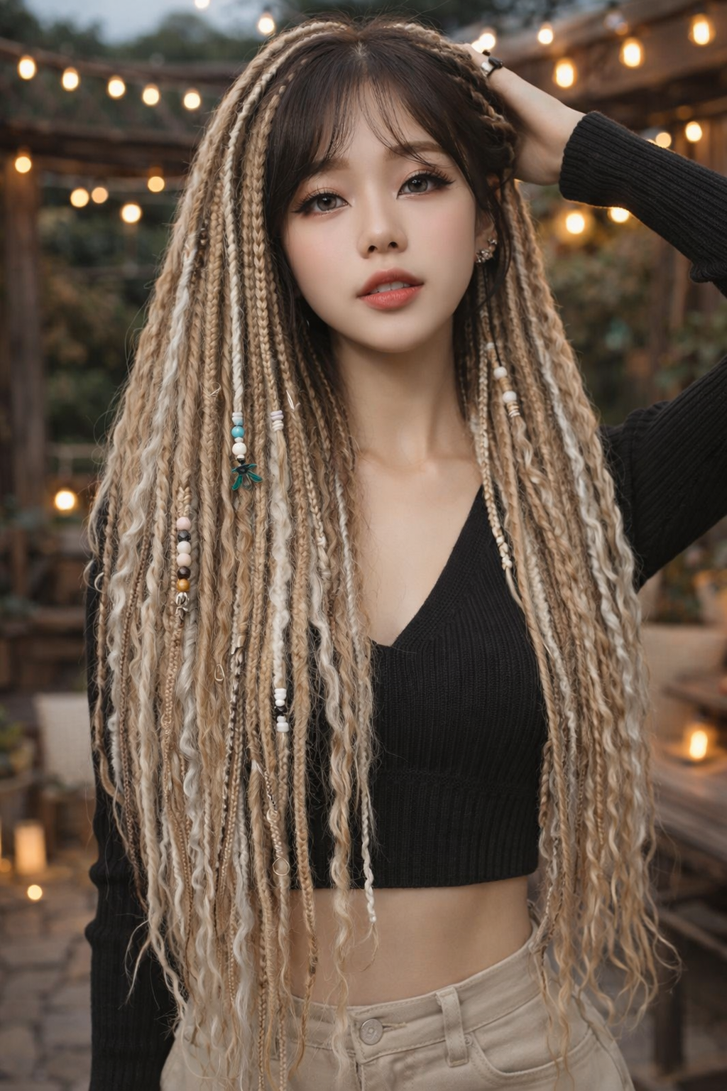 Dirty Blonde Boho Fake Dreads – Double Ended Synthetic Dreads with Loose Curls