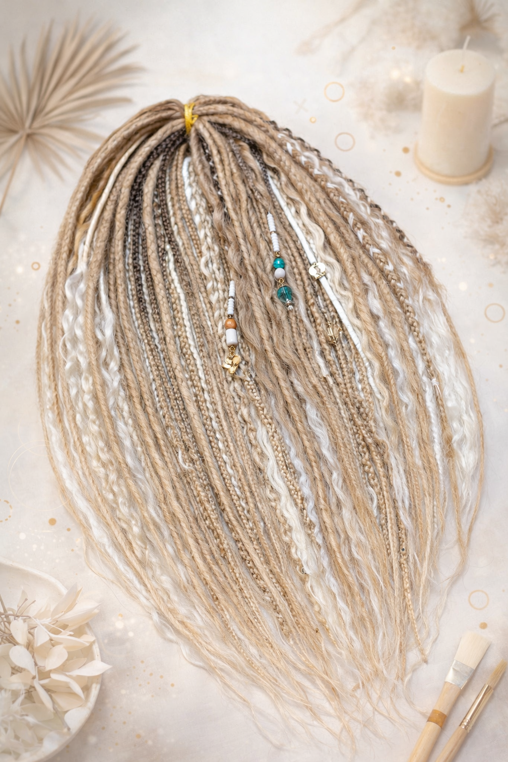 Dirty Blonde Boho Fake Dreads – Double Ended Synthetic Dreads with Loose Curls