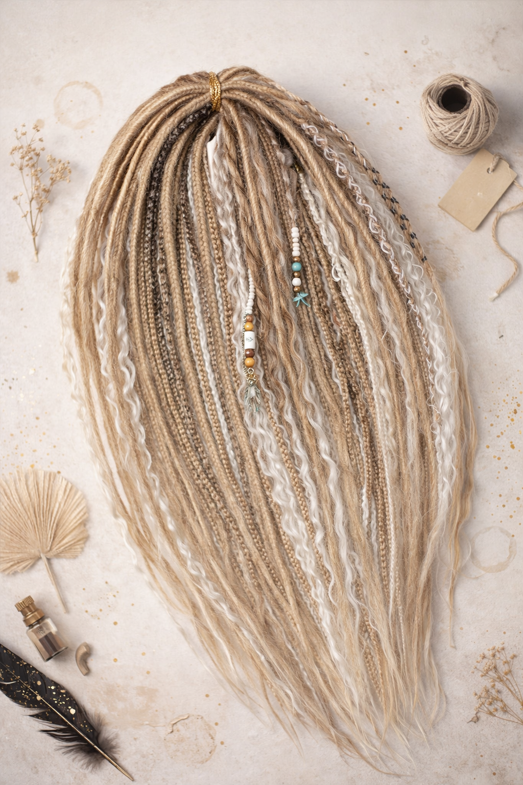 Dirty Blonde Boho Fake Dreads – Double Ended Synthetic Dreads with Loose Curls