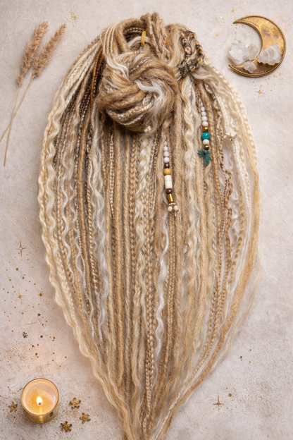 Dirty Blonde Boho Fake Dreads – Double Ended Synthetic Dreads with Loose Curls