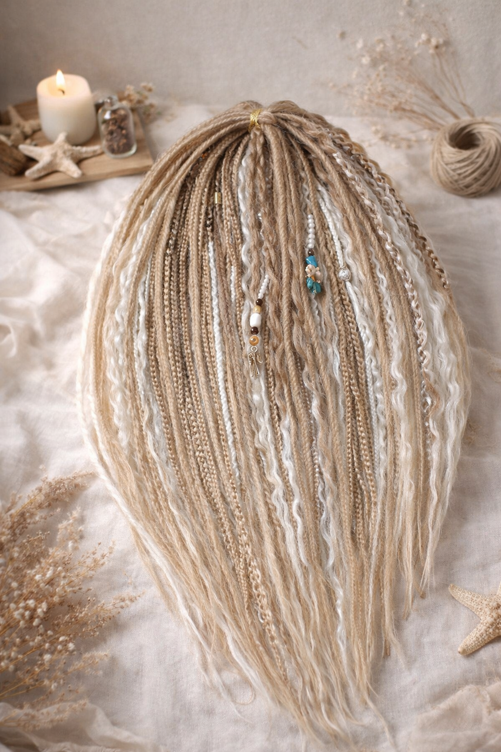 Dirty Blonde Boho Fake Dreads – Double Ended Synthetic Dreads with Loose Curls