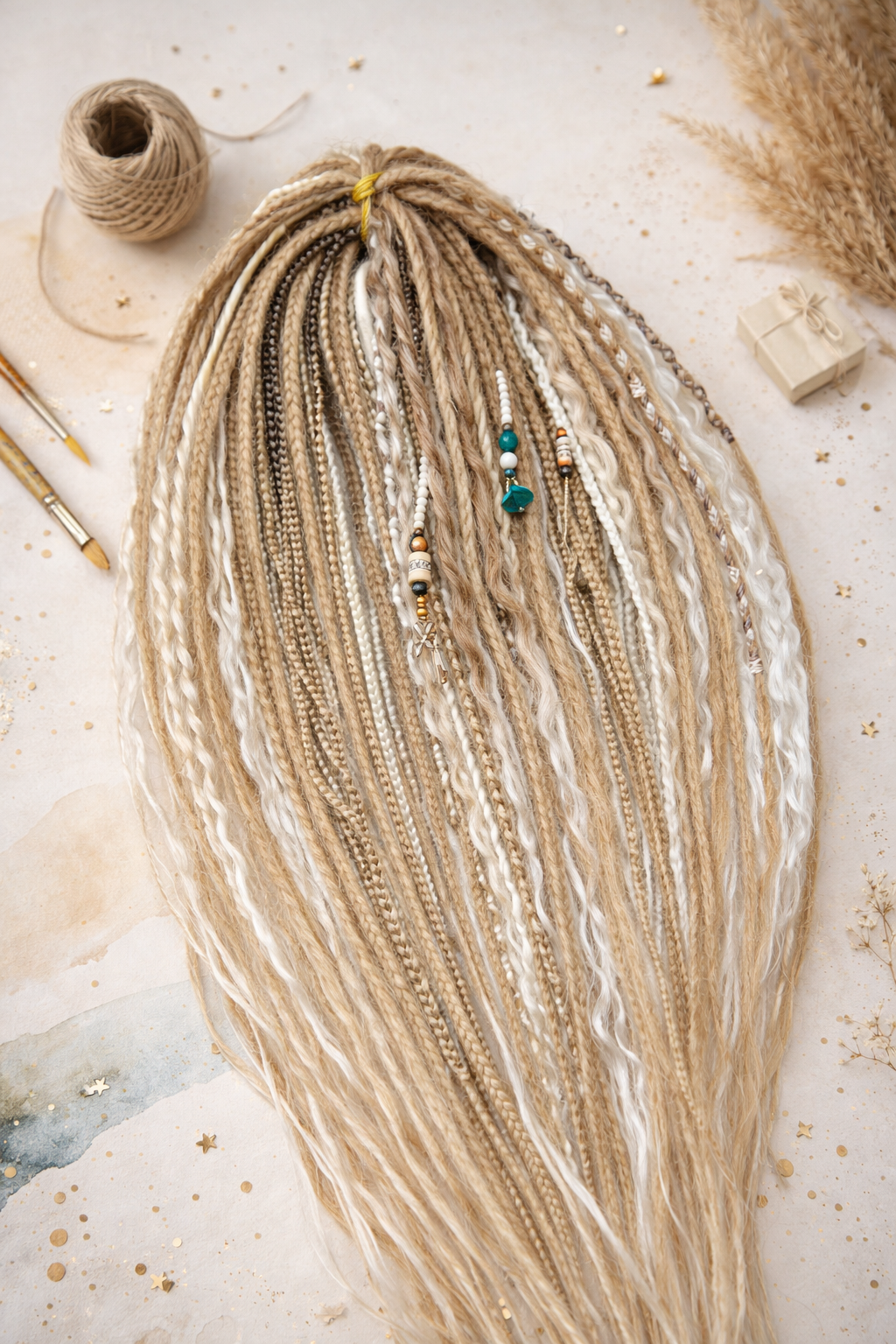 Dirty Blonde Boho Fake Dreads – Double Ended Synthetic Dreads with Loose Curls