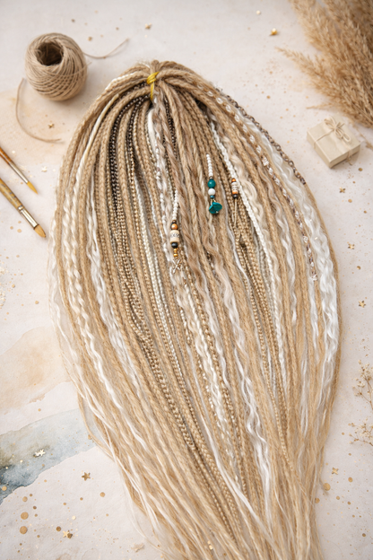 Dirty Blonde Boho Fake Dreads – Double Ended Synthetic Dreads with Loose Curls