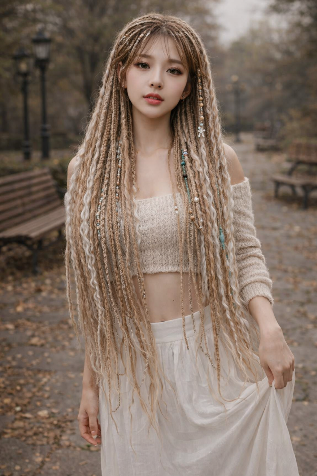Dirty Blonde Boho Fake Dreads – Double Ended Synthetic Dreads with Loose Curls