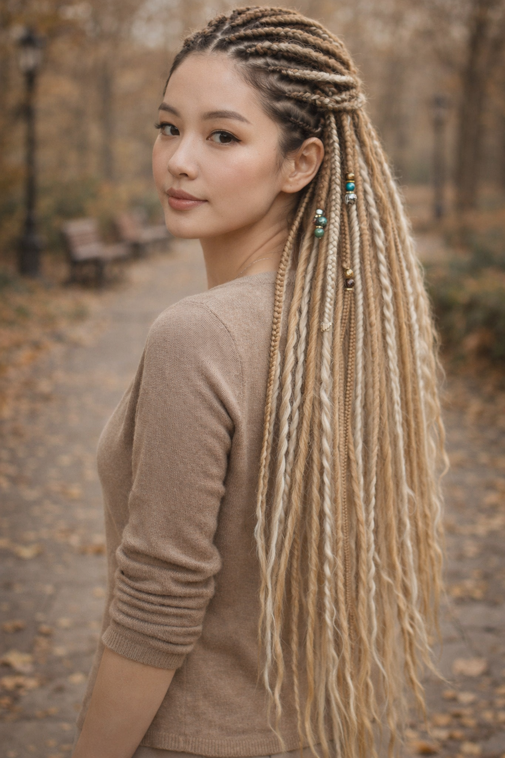 Dirty Blonde Boho Fake Dreads – Double Ended Synthetic Dreads with Loose Curls