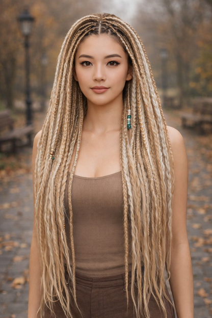 Dirty Blonde Boho Fake Dreads – Double Ended Synthetic Dreads with Loose Curls