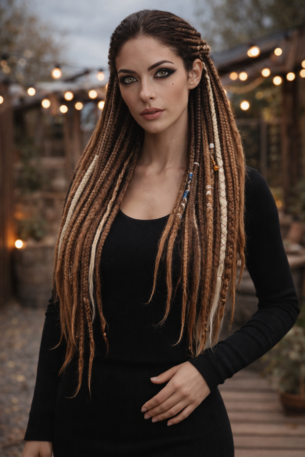 Warm Brown & Milky Blonde Boho Fake Dreads and Braids Mix – Multi-Tone Double Ended Extensions