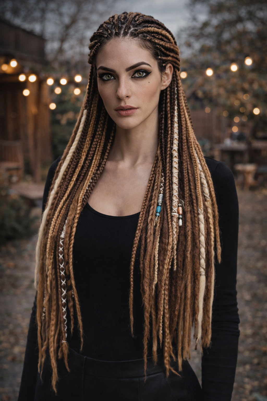 Warm Brown & Milky Blonde Boho Fake Dreads and Braids Mix – Multi-Tone Double Ended Extensions