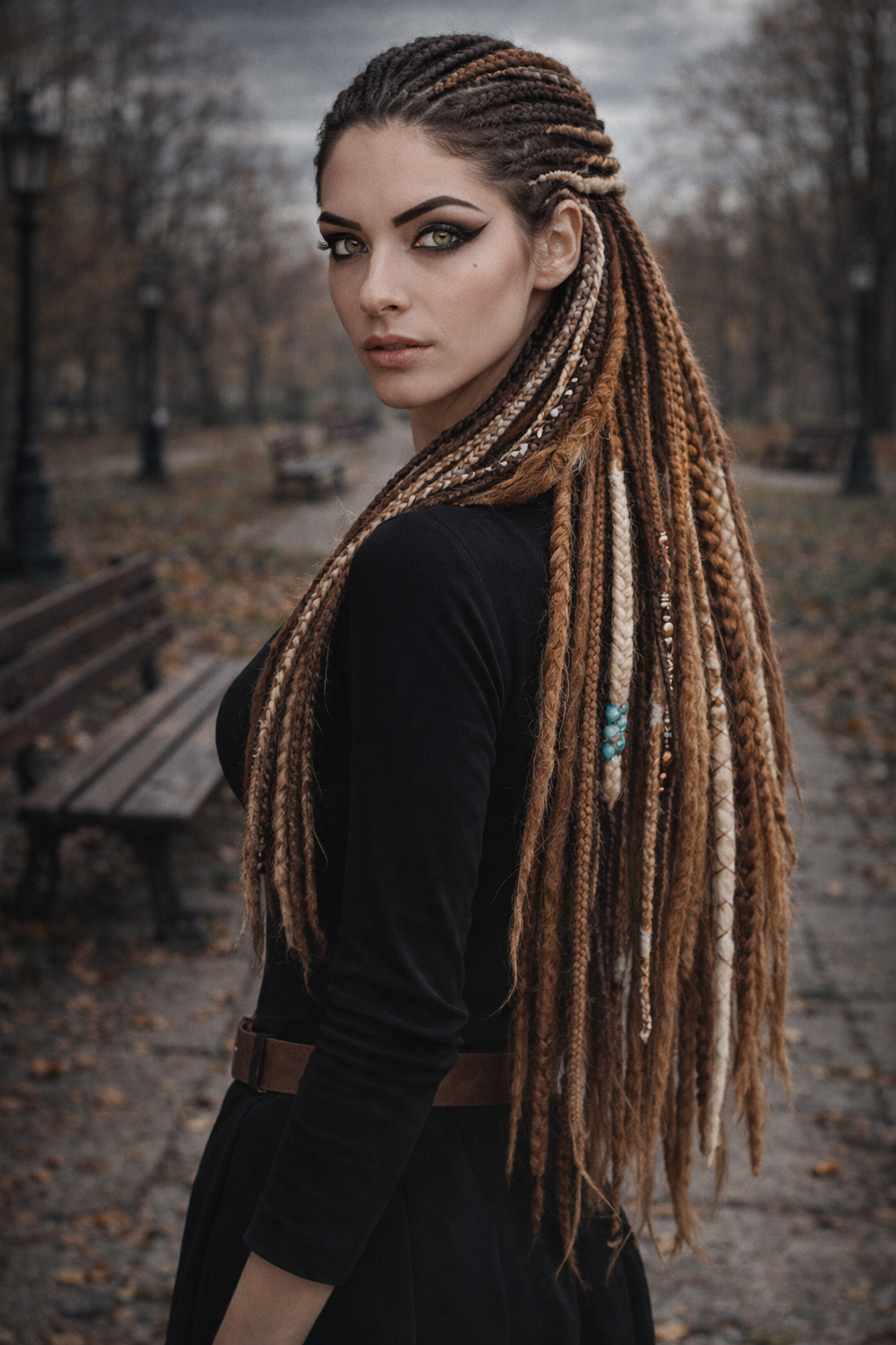 Warm Brown & Milky Blonde Boho Fake Dreads and Braids Mix – Multi-Tone Double Ended Extensions