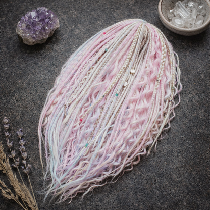 Pink & Milk Blonde Double Ended Boho Fake Dreads – Boho DE Dreads, Braids and Curls Set