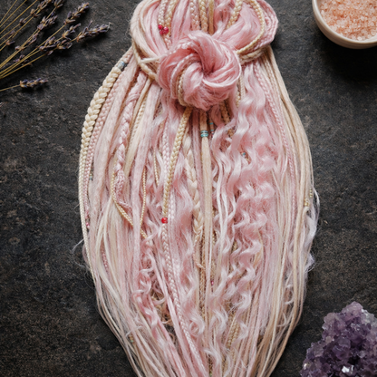 Pink & Milk Blonde Double Ended Boho Fake Dreads – Boho DE Dreads, Braids and Curls Set