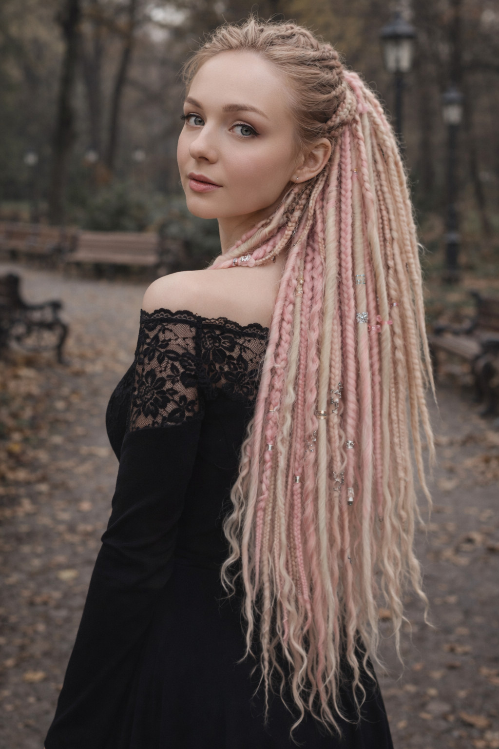 Pink & Milk Blonde Double Ended Boho Fake Dreads – Boho DE Dreads, Braids and Curls Set