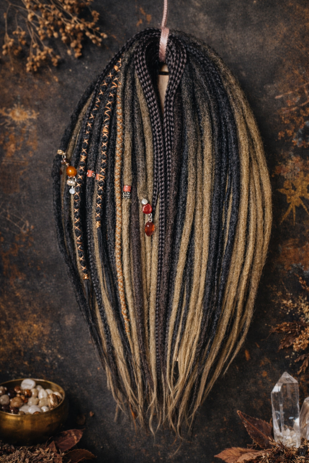 Brown Blonde Ombre Dreadlock Extensions – Double Ended Dreads and Braids Mix