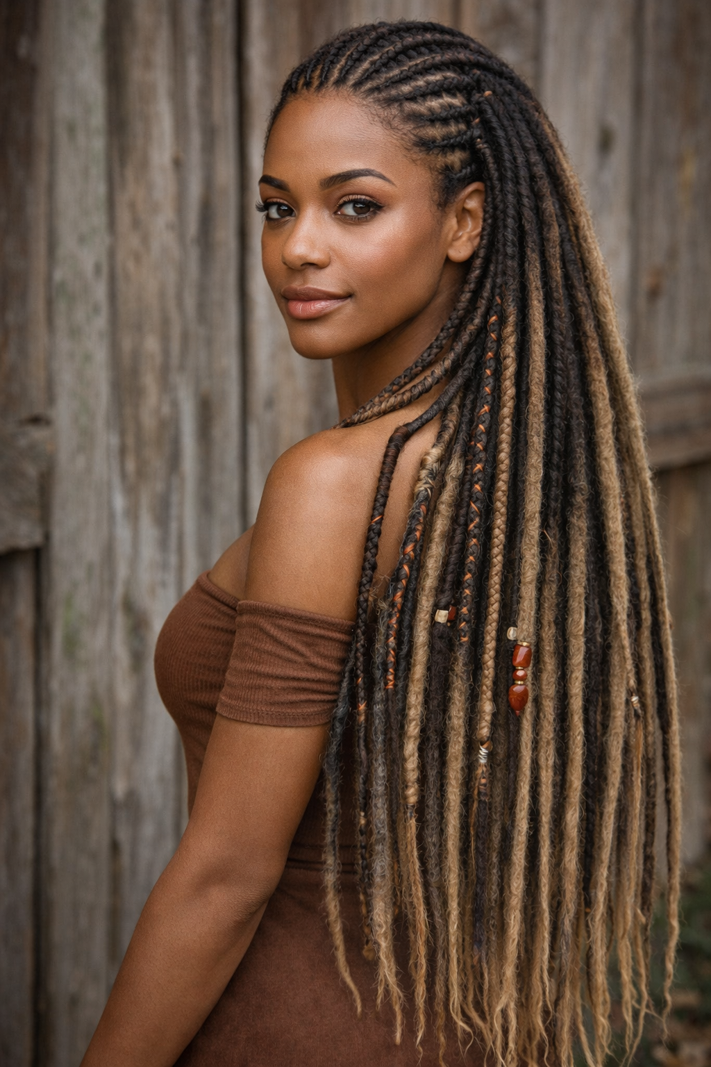 Brown Blonde Ombre Dreadlock Extensions – Double Ended Dreads and Braids Mix