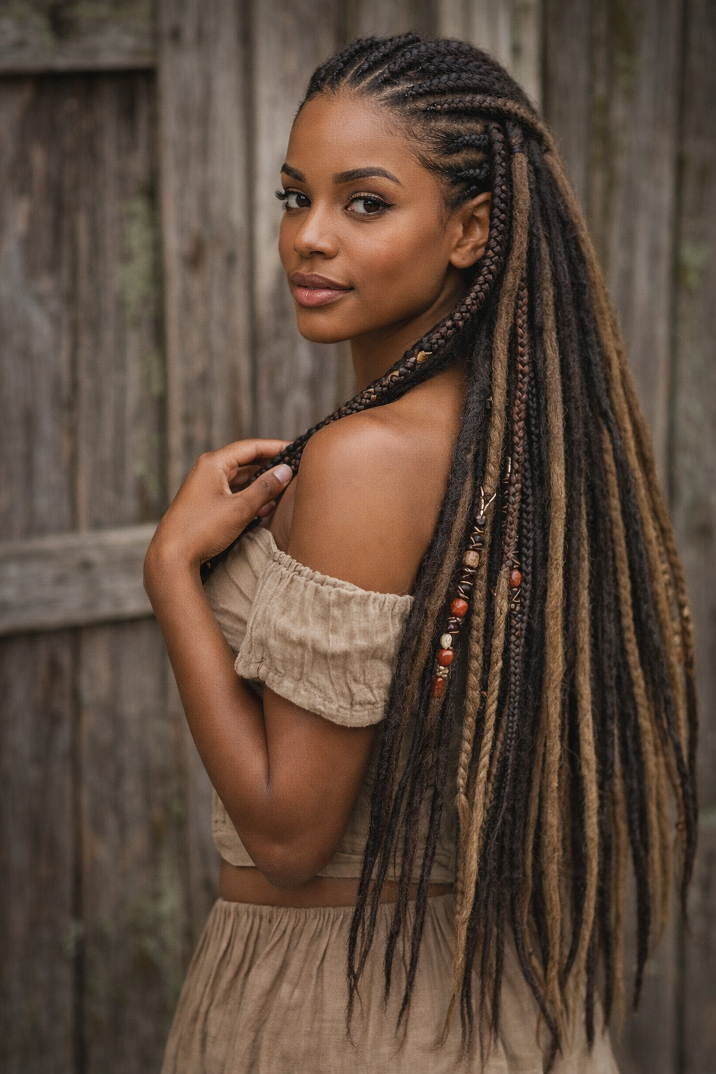 Brown Blonde Ombre Dreadlock Extensions – Double Ended Dreads and Braids Mix