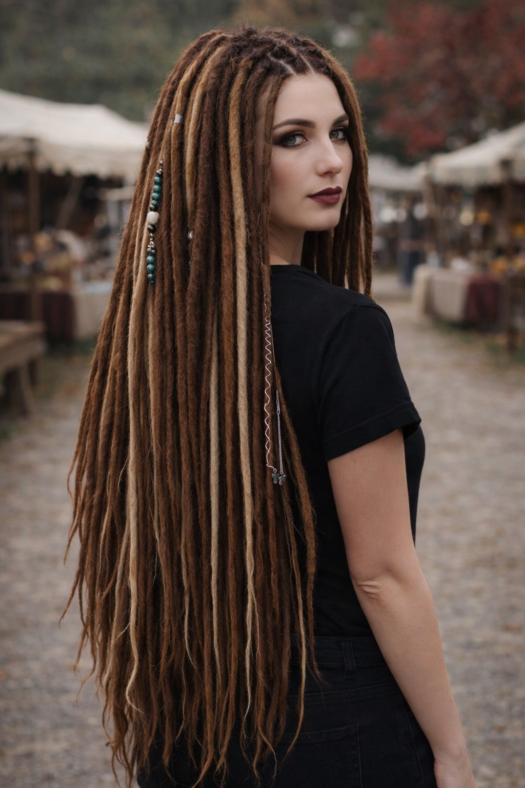 Warm Brown & Milky Blonde Boho Fake Dreads and Braids Mix – Multi-Tone Double Ended Extensions