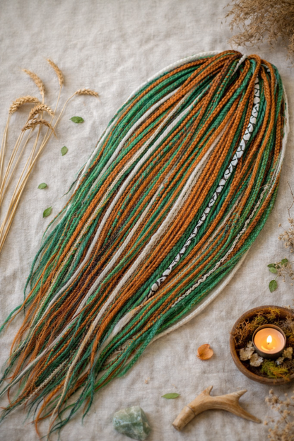 Helle Ingwergrün-Milchblond Dreadlock-Extensions – Set aus synthetischen Dreads und Zöpfen