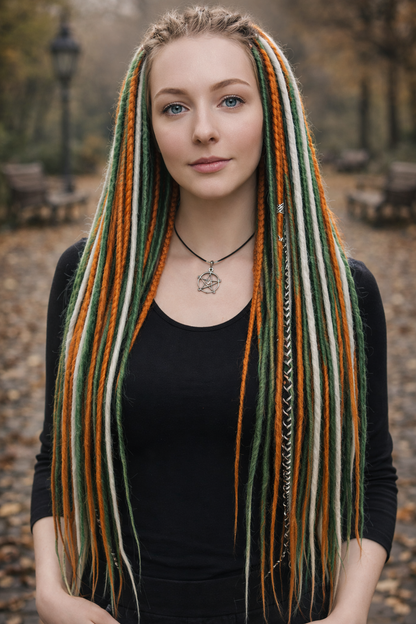 Helle Ingwergrün-Milchblond Dreadlock-Extensions – Set aus synthetischen Dreads und Zöpfen