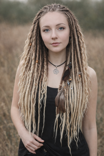 Black to Blonde Ombre Dreadlock Extensions – Soft Synthetic Dreads, Lightweight & Reusable