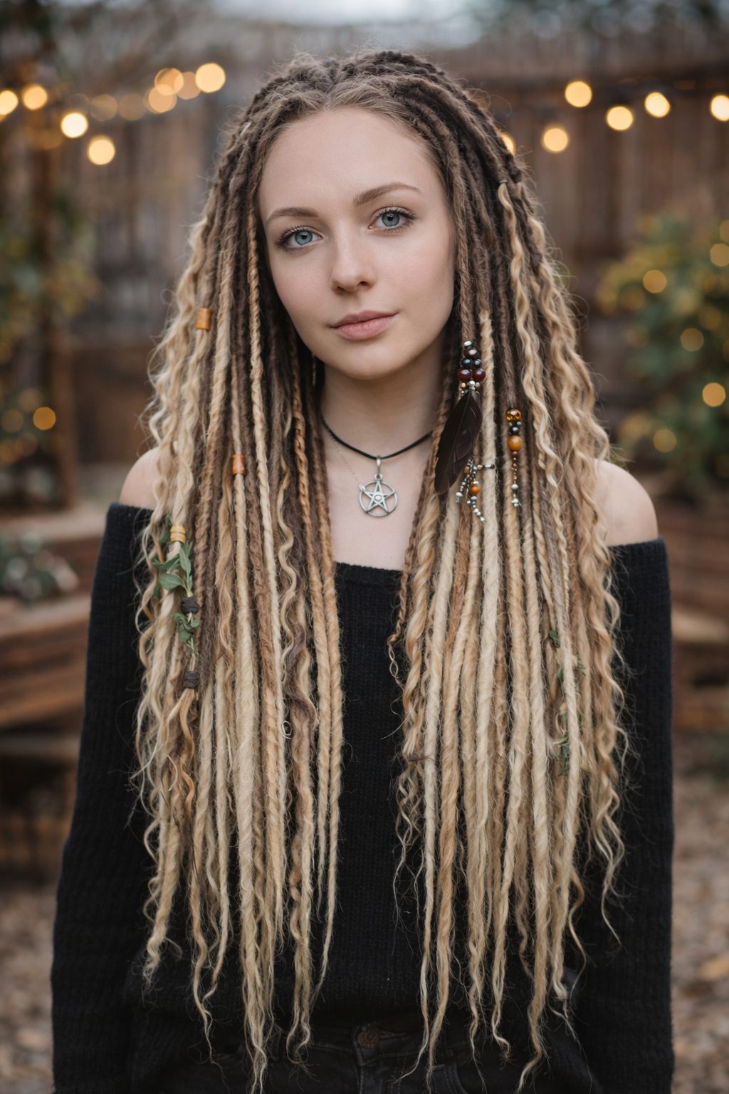 Black to Blonde Ombre Dreadlock Extensions – Soft Synthetic Dreads, Lightweight & Reusable